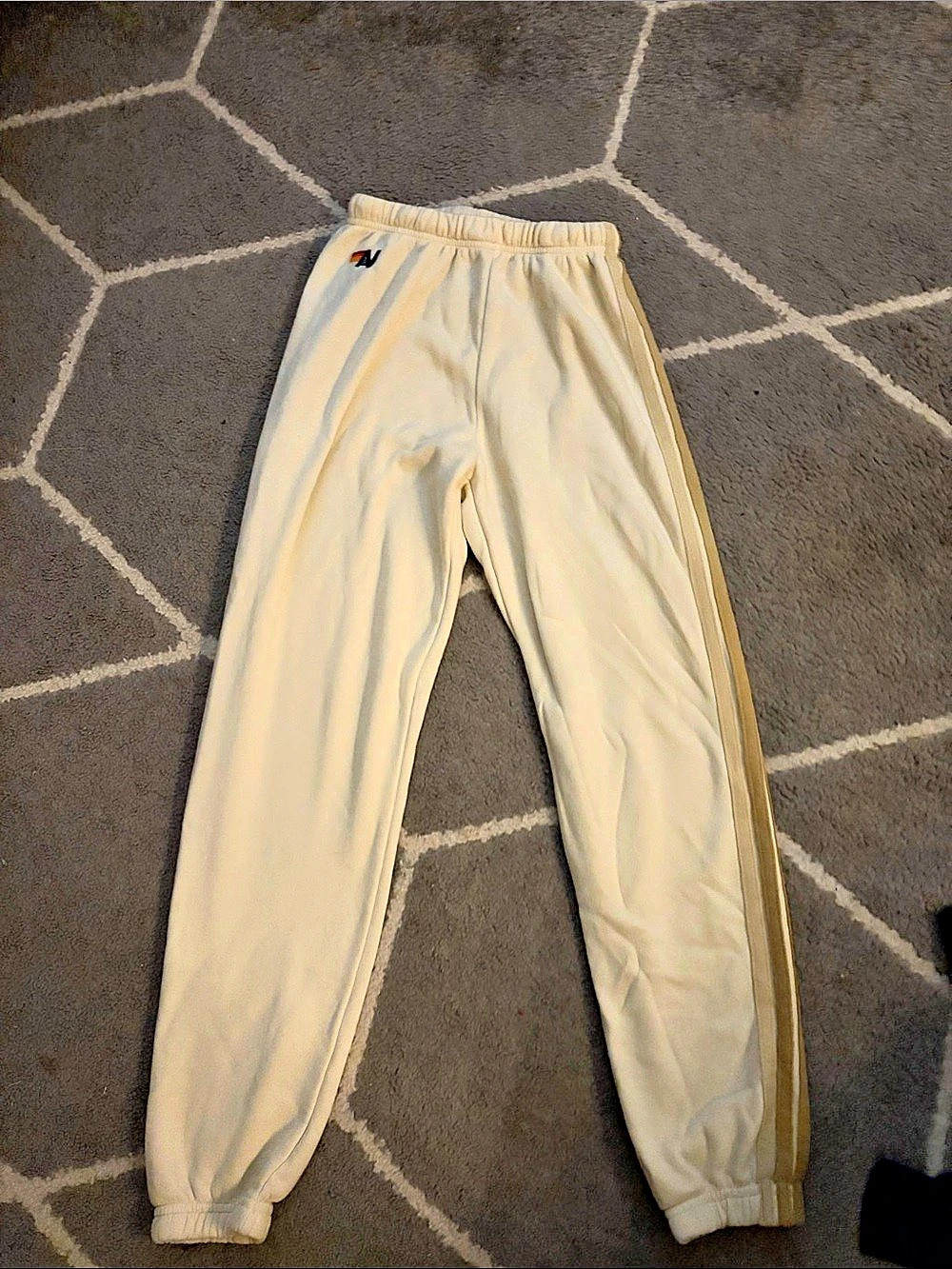 Aviator Nation 5 Stripe Sweatpants Cream & Brown XS